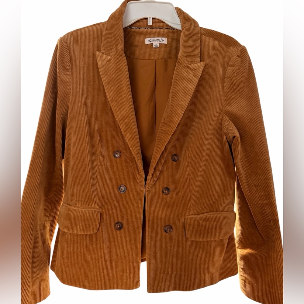 Nanette Lepore Corduroy Double-Breasted Brown Blazer